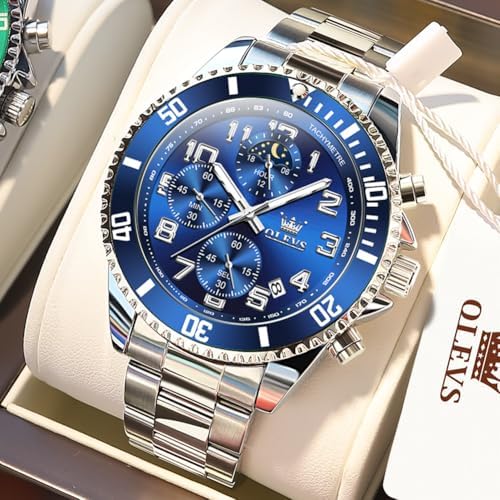 OLEVS Men's Stainless Steel Dress Watch with Chronograph