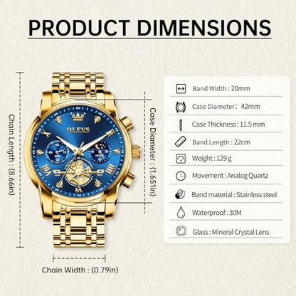 OLEVS Men’s Luxury Stainless Steel Dress Watch with Chronograph