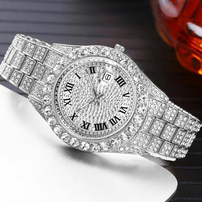 Men's Hip Hop Iced-Out Luxury Quartz Watch with Date