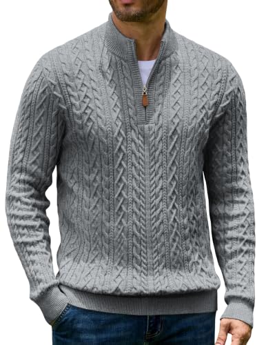Men’s Quarter Zip Cable Knit Pullover Sweater