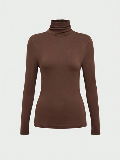 Women's Y2K Solid Color Slouchy High Neck Stretch Top