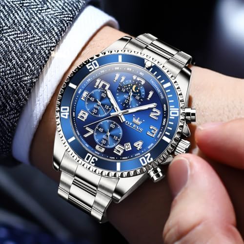 OLEVS Men's Stainless Steel Dress Watch with Chronograph