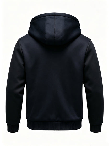 Men's Fleece Hooded Sweatshirt Jacket for Autumn Winter
