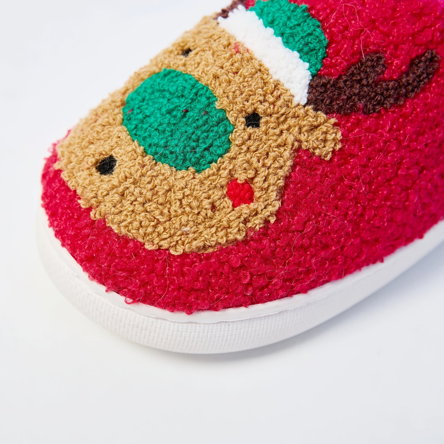 Mrs Hui Men's & Women's Plush Flocked Reindeer Slippers - Cozy Winter Indoor/Outdoor Christmas House with Antlers, Soft Warm & TPR Sole, Unisex -Like Footwear for Holiday Parties, Slippers For Women, House Slippers For Women,