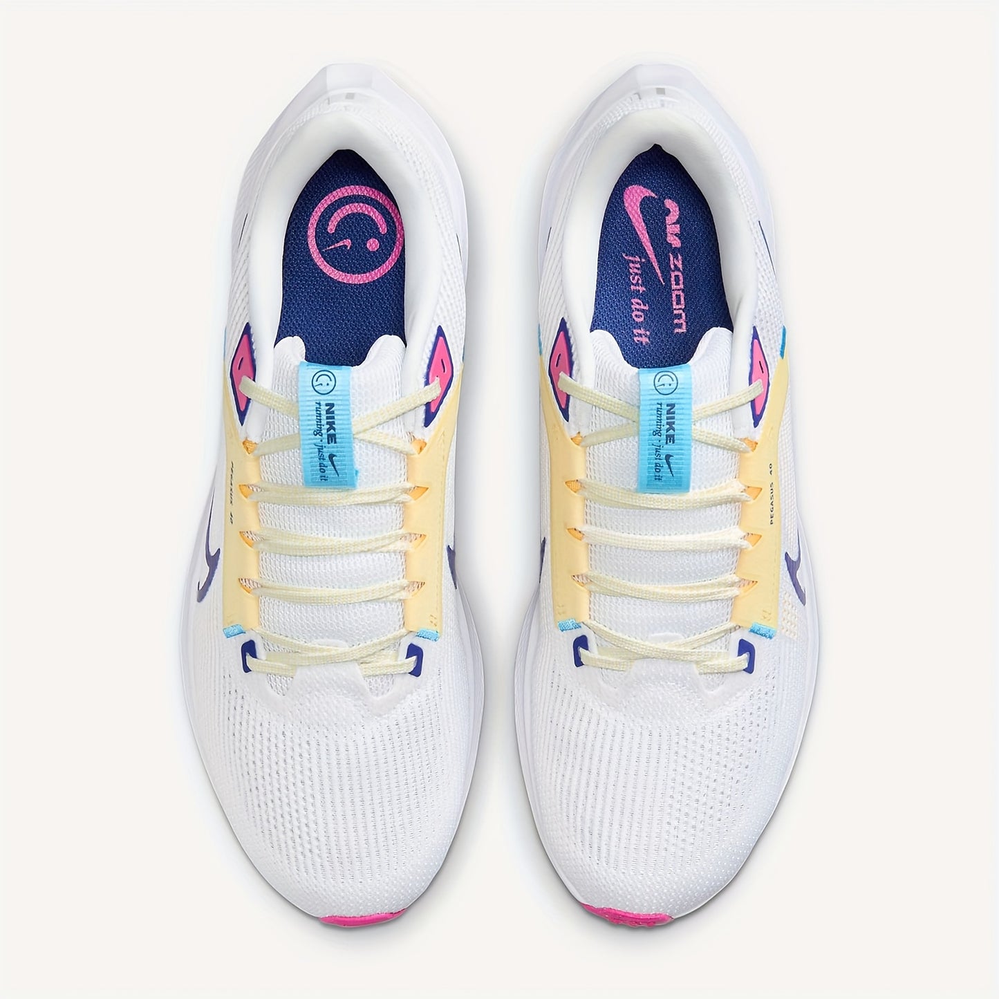 Nike Air Zoom Pegasus 40 Unisex Low-Top Running Shoes - White  Pink Accents, Breathable Fabric, Shock-Absorbing Cushioning, Durable Rubber Sole for Gym, Training  Casual Wear, Sneakers, Gym Footwear, Modern Athletic, Shocka