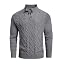 Men's Cable Knit Henley Sweater with Ribbed Stand Collar
