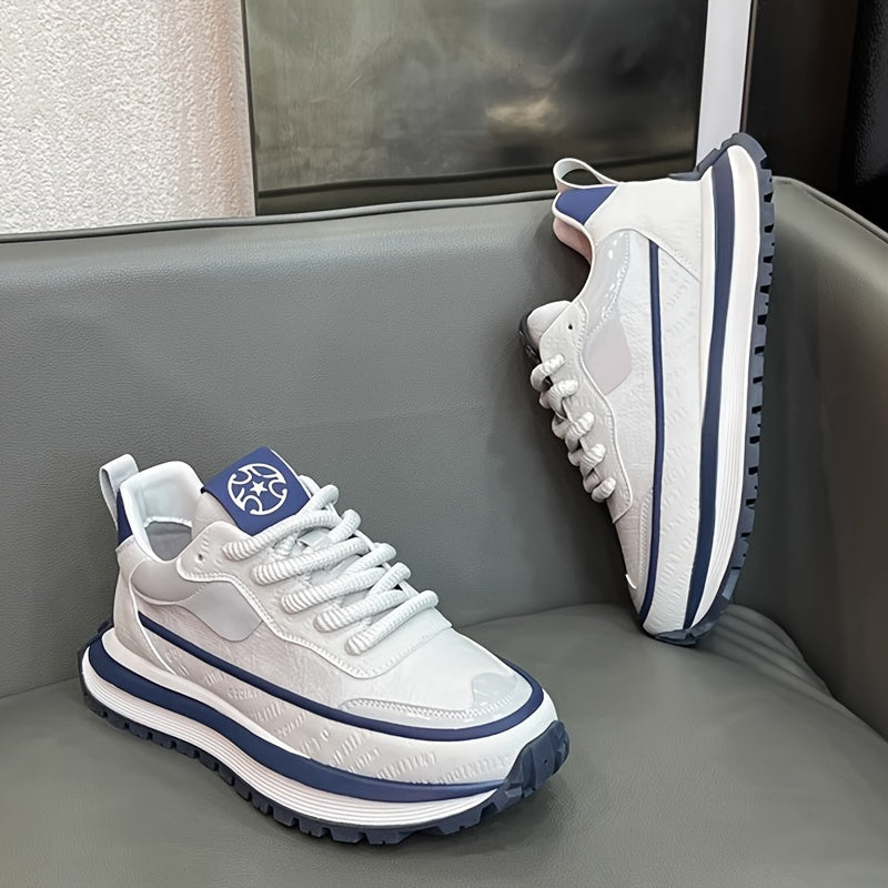 Men's Slip-Resistant Solid Color Sneakers - Low-Top Lace-Up Shoes Suitable for Casual, & Daily Wear - Comfortable Cushioned Sole, PVC Outsole, Year-Round Versatile Sneakers - ayq