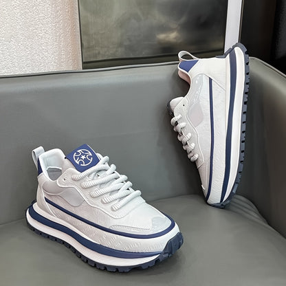 Men's Slip-Resistant Solid Color Sneakers - Low-Top Lace-Up Shoes Suitable for Casual, & Daily Wear - Comfortable Cushioned Sole, PVC Outsole, Year-Round Versatile Sneakers - ayq