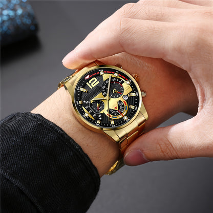 3pcs Men's Watch Wallet & Belt Set - Luxury Matching with Watch, Cash Holder & Belt - Elegant for Daily Wear, Business, Gifts - Complete Outfit Bundle (No Gift Box) - Ideal for Valentine's Day/Easter/Ramadan Gifts for