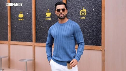 Men's Ribbed Crewneck Pullover Sweater Soft Warm Knit