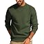 Men's Waffle Knit Crewneck Sweater Textured Pullover