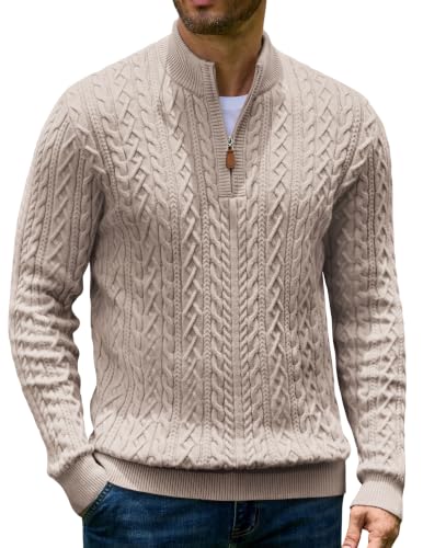 Men’s Quarter Zip Cable Knit Pullover Sweater