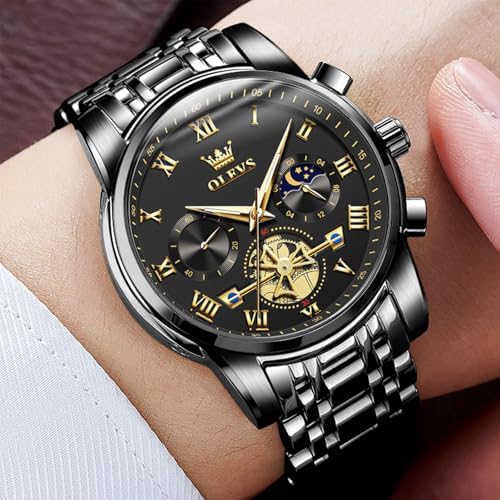 OLEVS Men’s Waterproof Luxury Stainless Steel Big Face Watch
