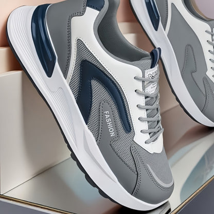 Men'S Plus Size Fashion Sneakers - Breathable Mesh Lace-Up Casual Shoes with Thick PVC Sole, Low-Top Design for All Seasons, Spring/Summer/Fall, Versatile Streetwear, Allseason Shoes | Minimalist Sneakers | Durable PVC Sol - ayq