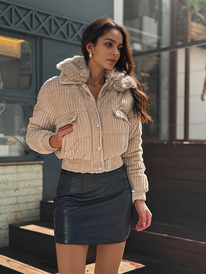 Կանացի ձմեռային բաճկոն - կայծակաճարմանդով վերարկու՝ անջատվող մորթե օձիքով, բորդո/կարմիր - ցուրտ եղանակի վերնազգեստ՝ ամենօրյա և պաշտոնական միջոցառումների համար