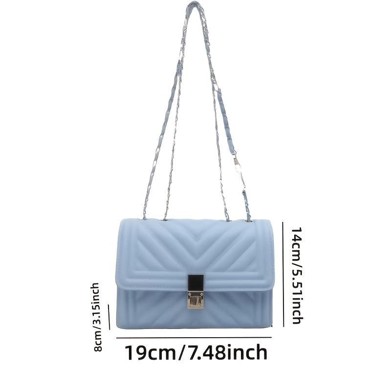 PU Material Women'Chain Crossbody Bag - Available in Five Colors, Elegant Shoulder Bag Suitable for Daily and Formal Occasions, Secure Buckle Design, Fashionable Chain Texture Style, Luxurious Texture Structure,must-have for