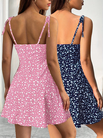 Elegant Women's Spring Mini Slip Dress with Floral Print