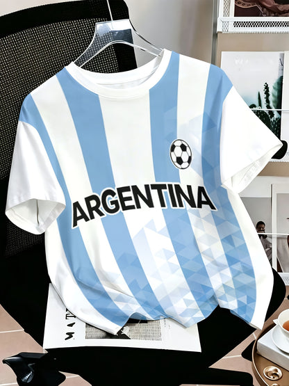 Men's Argentina Football T-Shirt Breathable Quick-Dry Mesh