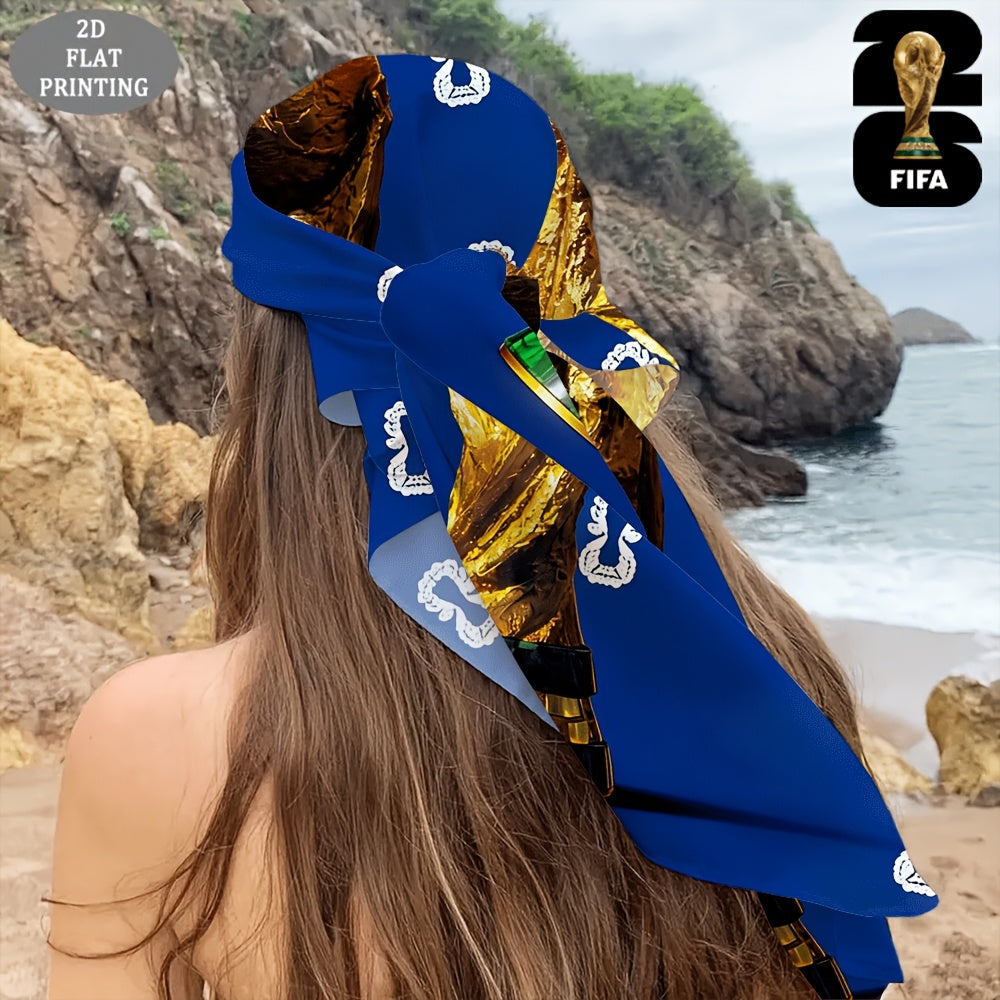 2026 FIFA World Cup Square Scarf with Mascot Print, Casual Polyester W