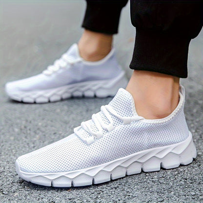 Men's Solid Slip On Sneakers, Breathable Lightweight Non Slip Casual Shoes For Outdoor Gym Workout Park Walking All Seasons Comfy