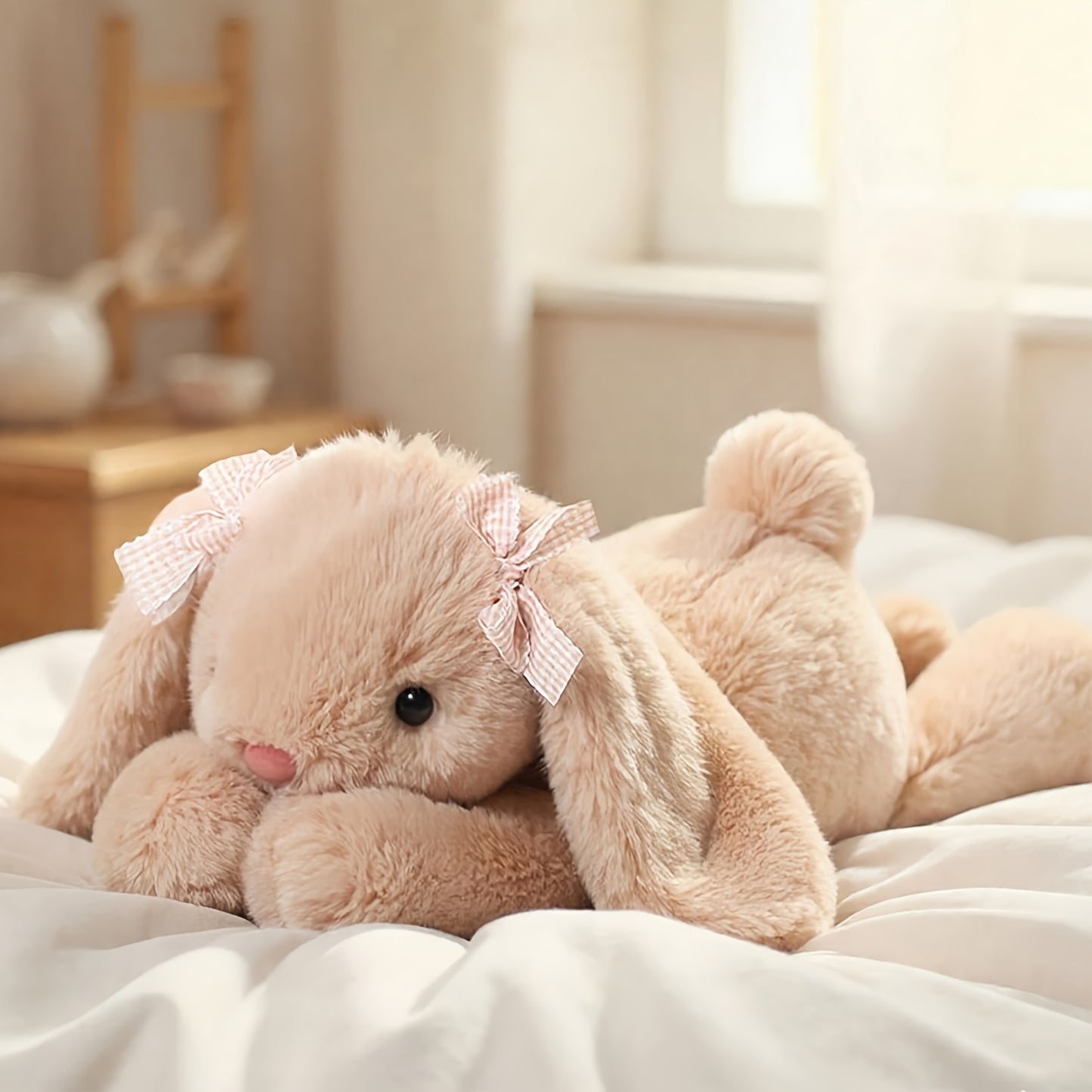 35cm/13.77in Soft Stuffed Bunny Plush Toy Suitable for Kids - Cute Lop Jimny Rabbit Doll with Long Ears, Huggable Bedtime Companion, Birthday Gift for Girls Room Decor, Travel & Accessory (Plush Toy)