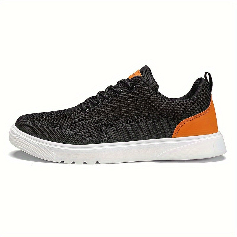 Men's Trendy Woven Knit Breathable Skate Shoes, Comfy Non Slip Lace Up Sneakers For Men's Outdoor Activities