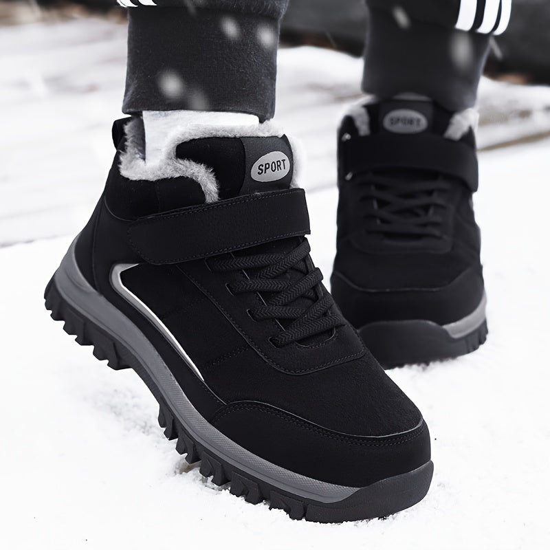 Men's & Women's Winter Warm Thermal Insulated Slip-Resistant Walking Shoes - Heavy-Duty Upper, Cushioned EVA Insole & Arch Support, Traction Tread - All-Terrain Outdoor Boots for Elderly, Seniors, Casual Winter Wear (Unisex S