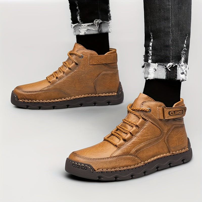 Men's Business Casual High-Top Boots with Rubber Sole
