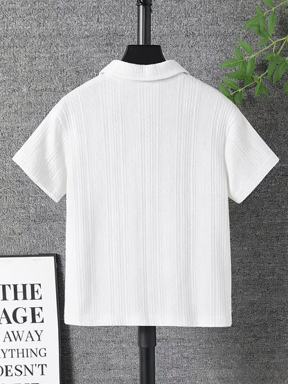Boys' Casual Knitted Jacquard Short-Sleeve Top
