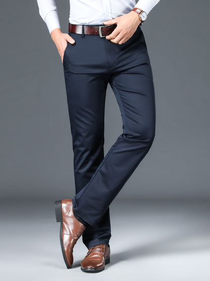 Men's Straight Leg Dress Pants, Men's Classic Design Pants for Business