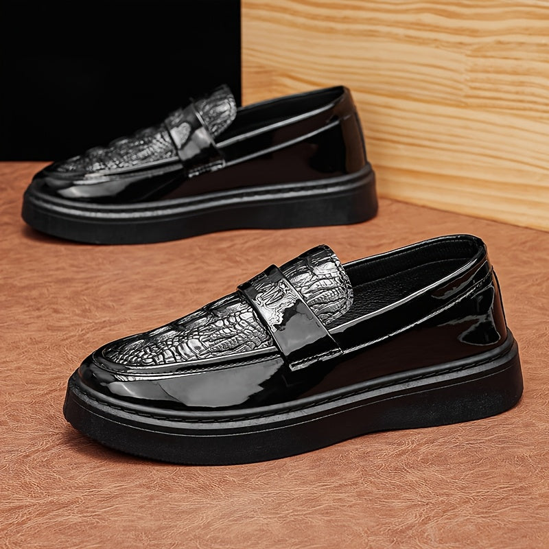 Men's Black PU Leather Casual Business Lace-Up Shoes