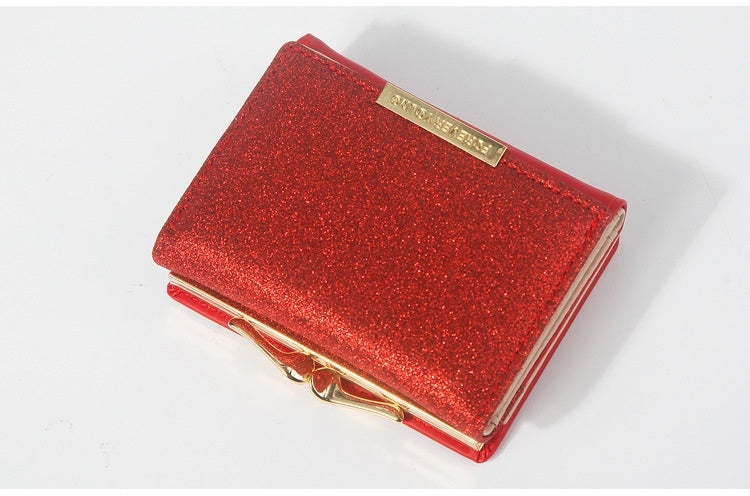 1pc, Women's Luxury High-Quality Wallet, Multi-Functional Multi-Card Slot Exclusive Coin Purse, Portable Compact Versatile Travel, Gorgeous Small Sequins, Exquisite Lady Gentle Style, Unique Design, Metal Snap Closure, Solid