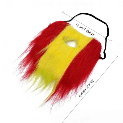 Spanish Flag Plush Beards for Football Matches & Parties