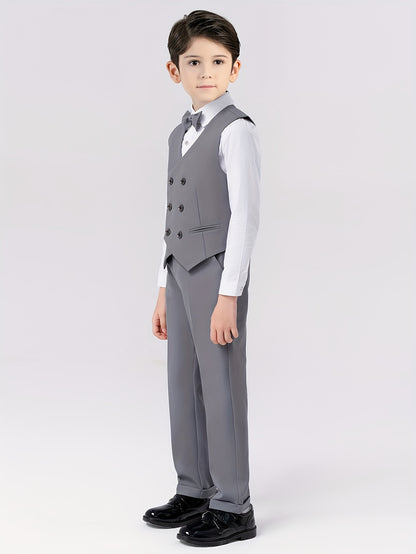 Boys' British-Style Vest and Pants Set for Spring & Autumn