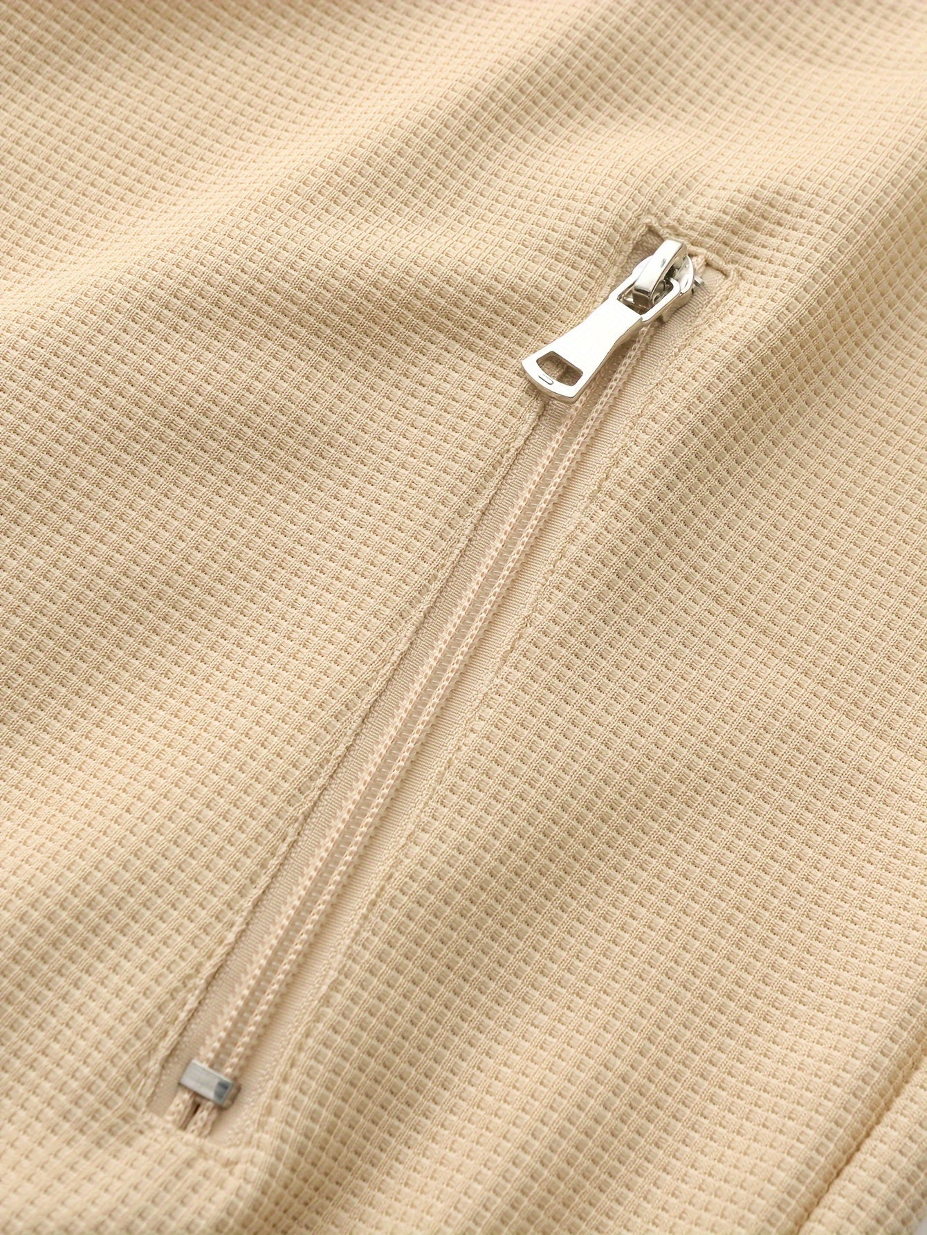 1pc Men'S Casual Polyester Zip-Up Jacket with Lapel Collar, Solid Color, Slight Stretch, Woven Fabric, Regular Fit, No Lining - Spring/Fall Outerwear