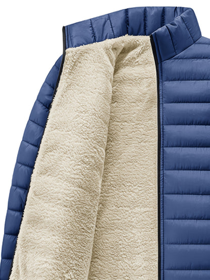 Men's Slim Fit Quilted Winter Jacket with Warm Plush Lining