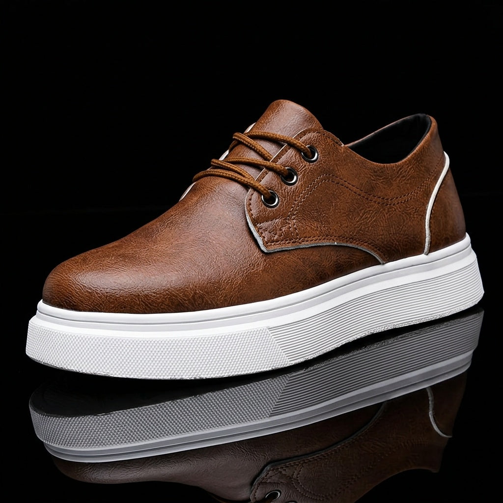 Plus-Size Men's Low-Top Skate Sneakers, Casual PU Shoes