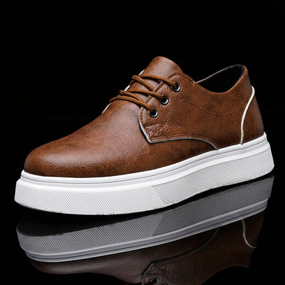 Plus-Size Men's Low-Top Skate Sneakers, Casual PU Shoes