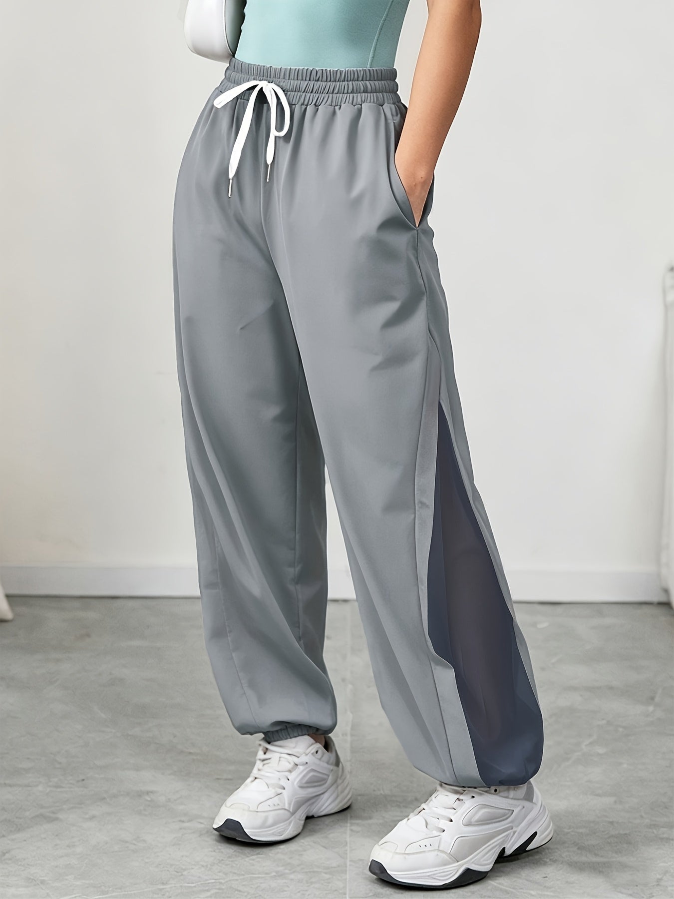 Women's Loose-Fit Quick-Dry Sports Pants with Mesh Panels