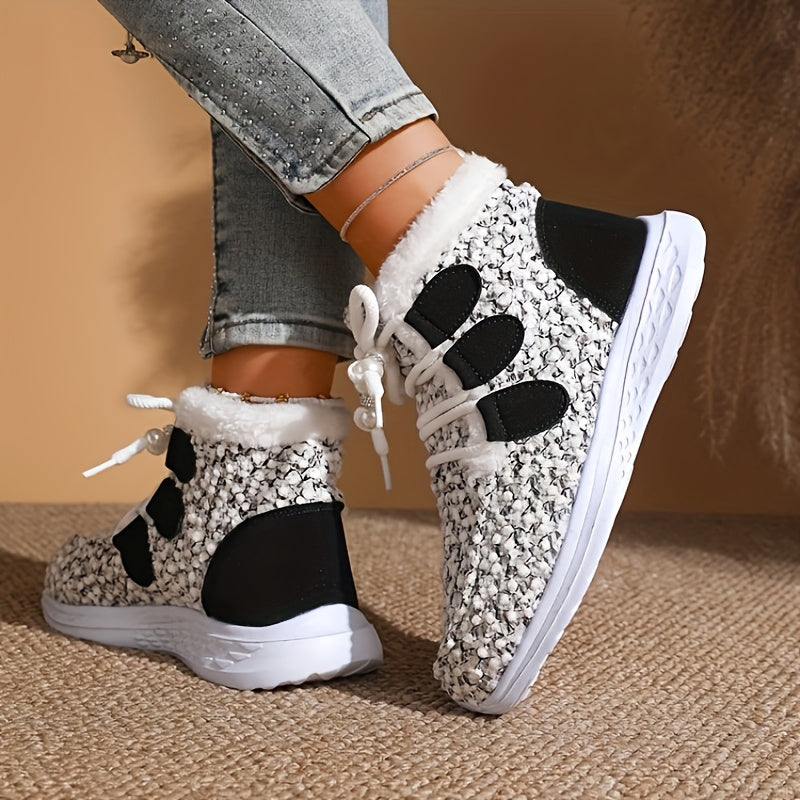 XS կանացի նորաձև, հարմարավետ, տաք, բաց գույնի, փափուկ, ժանյակավոր կարճ կոշիկներ + արհեստական ​​մորթուց հյուսվածք, նորաձև, առօրյա, ձմեռային կոշիկներ, կանանց համար երկար ձմեռային կոշիկներ, լայն չափսի արհեստական ​​մորթուց կոշիկներ, կանացի ձյան կոշիկներ