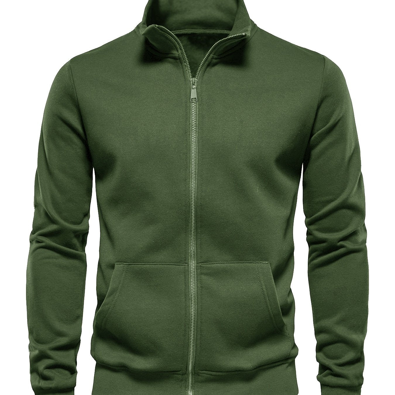 Men'S Lightweight Breathable Zip-Up Jacket - Casual Outdoor Windbreaker with Kangaroo Pocket, Soft Shell Design for Hiking, Fishing, Gym & Streetwear - Spring/Fall Layering Essential, Fishing Attire, Stylish Stand Collar, Dur