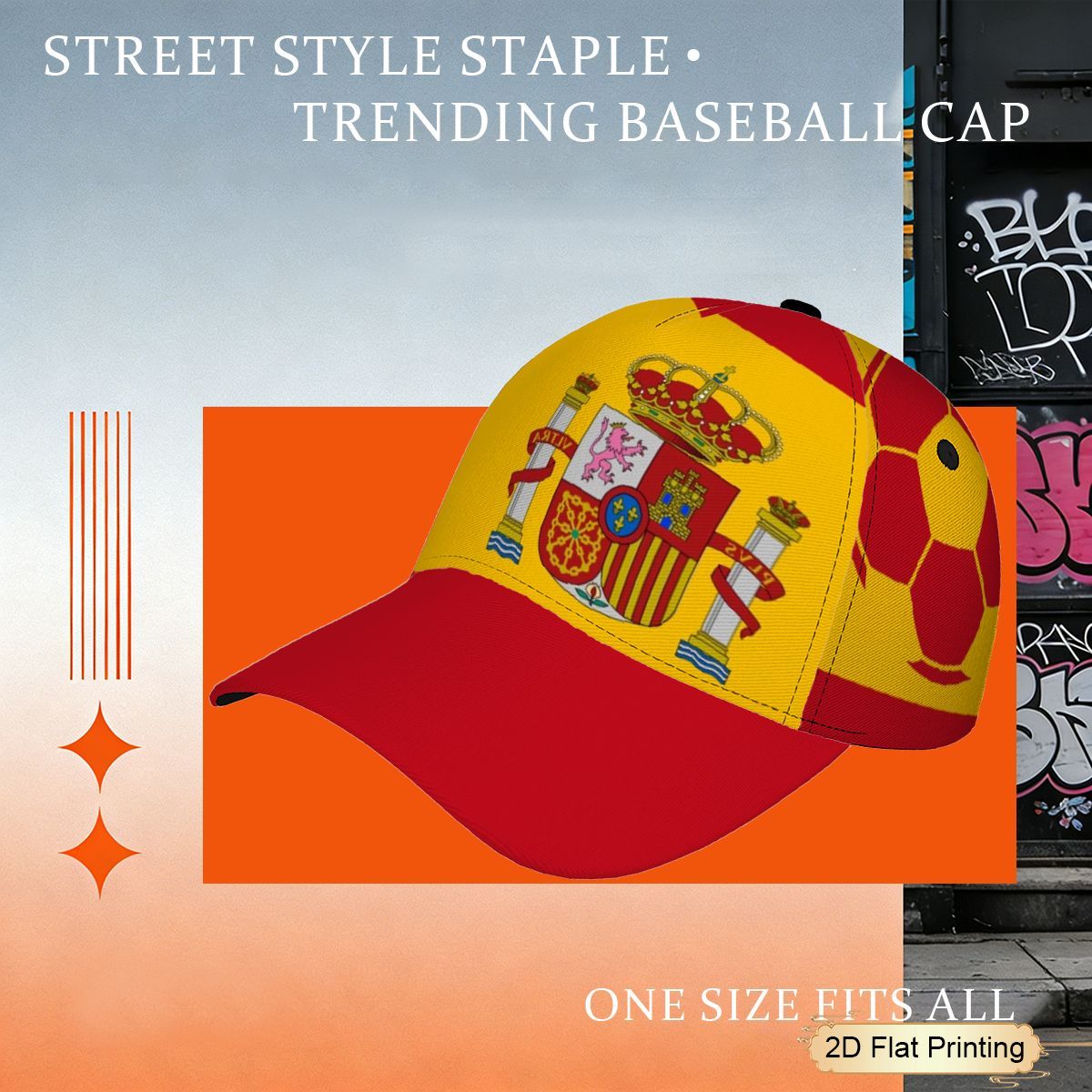Men's Casual Spanish Flag Baseball Cap with Curved Brim