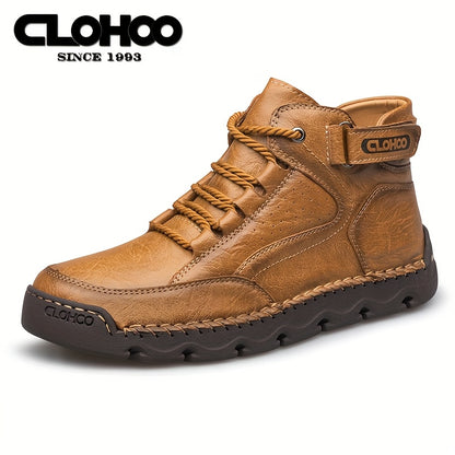Men's Business Casual High-Top Boots with Rubber Sole