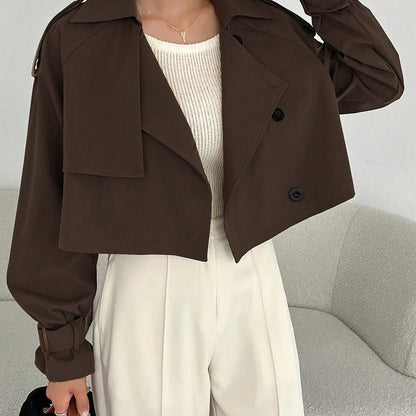 Կանացի էլեգանտ միագույն կարճ քամուց պաշտպանիչ բաճկոն - թեթև, բազմակողմանի վերնազգեստ առօրյա և պաշտոնական հանդերձանքի համար, հեշտ խնամքի համար՝ ձեռքով լվացում/քիմմաքրում, դիմացկուն գործվածք