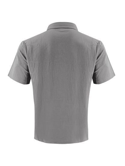 Men's Summer Linen Shirt and Long Pants Set Casual Loose Fit