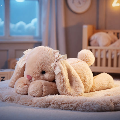 35Cm/13.8Inch Brown Rabbit Plush Toy, Cute Bunny Stuffed Animal with a Bow, Lively Adorable Rabbit Toy, Cozy Home Decor, Perfect Surprise Gifts for Kids, Friends, Boys, And Girls for Birthdays, Christmas, And Easter