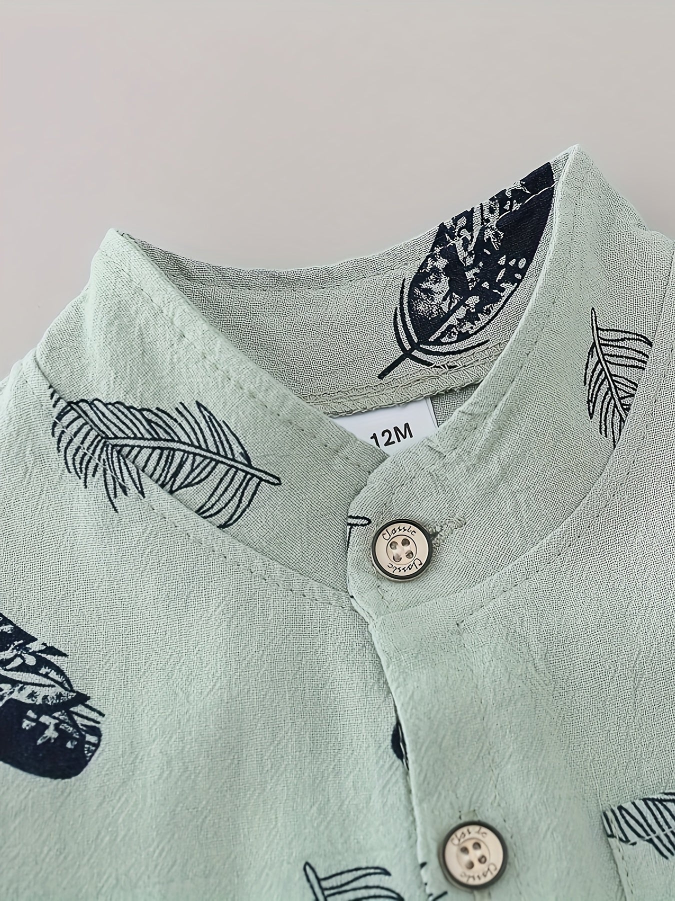 Toddler Summer Cotton Feather Print Shirt & Shorts Set