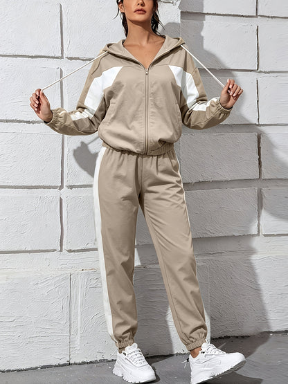 Women's Athletic Hoodie & Side-Stripe Pants Set for Spring/Fall - ayq