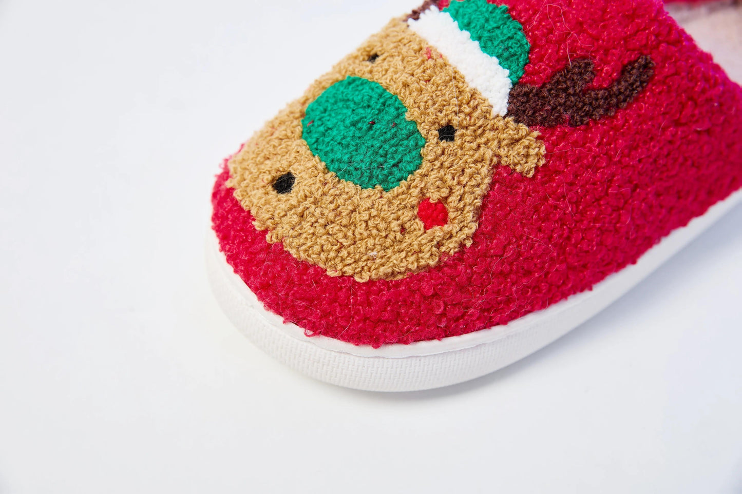 Mrs Hui Men's & Women's Plush Flocked Reindeer Slippers - Cozy Winter Indoor/Outdoor Christmas House with Antlers, Soft Warm & TPR Sole, Unisex -Like Footwear for Holiday Parties, Slippers For Women, House Slippers For Women,