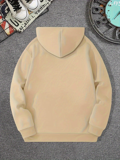 Men's Casual Hooded Sweatshirt with Geometric Print for Fall/Winter